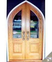 DB103 Gothic Round Top Glass Panel Double Door